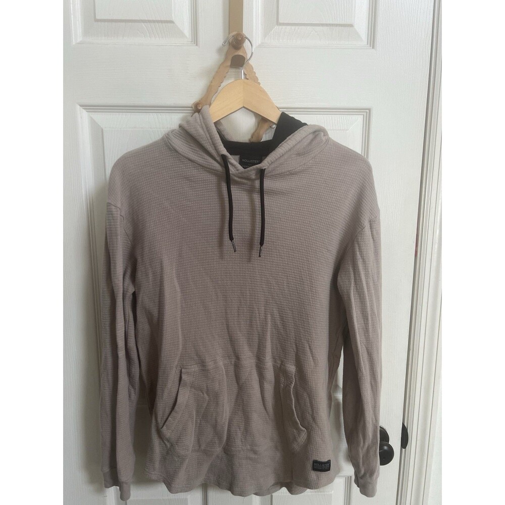 Hollister Men’s Beige Thermal Waffle Knit Athleisure Hoodie XS, Gorpecore